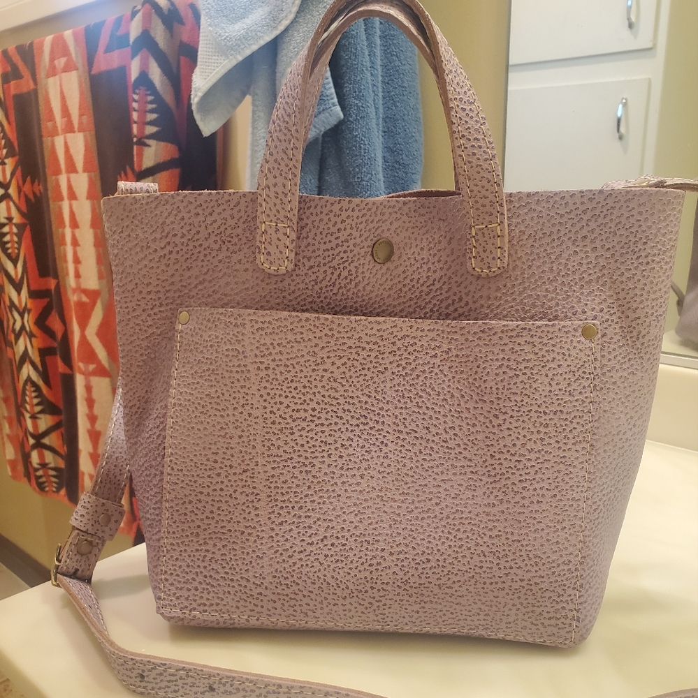 Portland Leather Goods Lilac Mini Crossbody snap